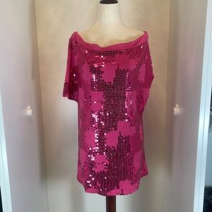 NWT La Cite Fuchsia Sparkle Top Size Small